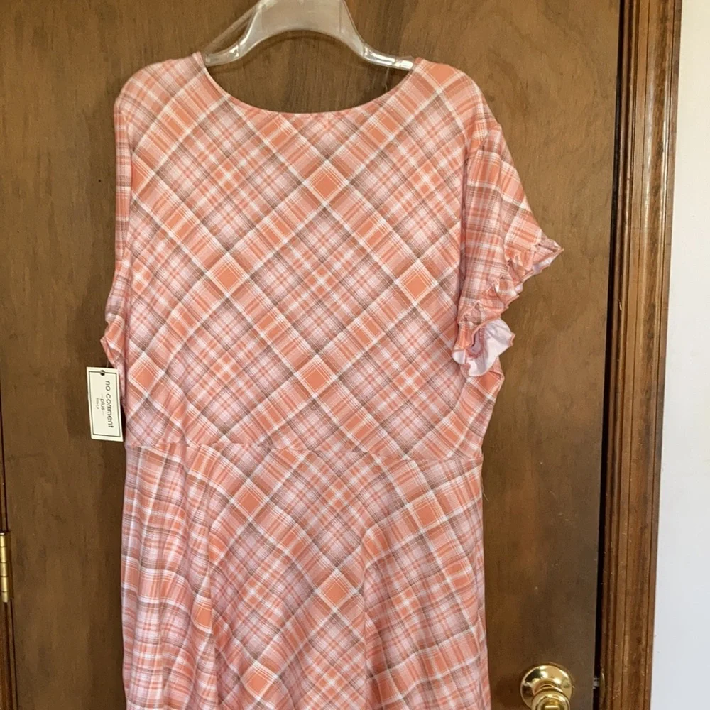 plaid print ruffle detail faux wrap dress w stretch 2X jrs - Picture 8 of 17